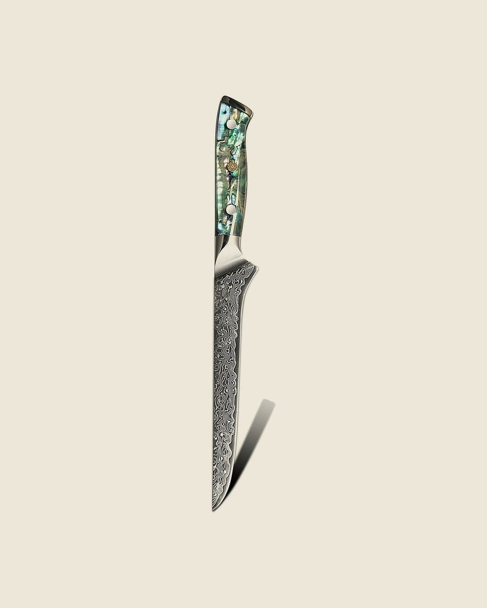 6 inch boning knife, Damascus blade with abalone handle