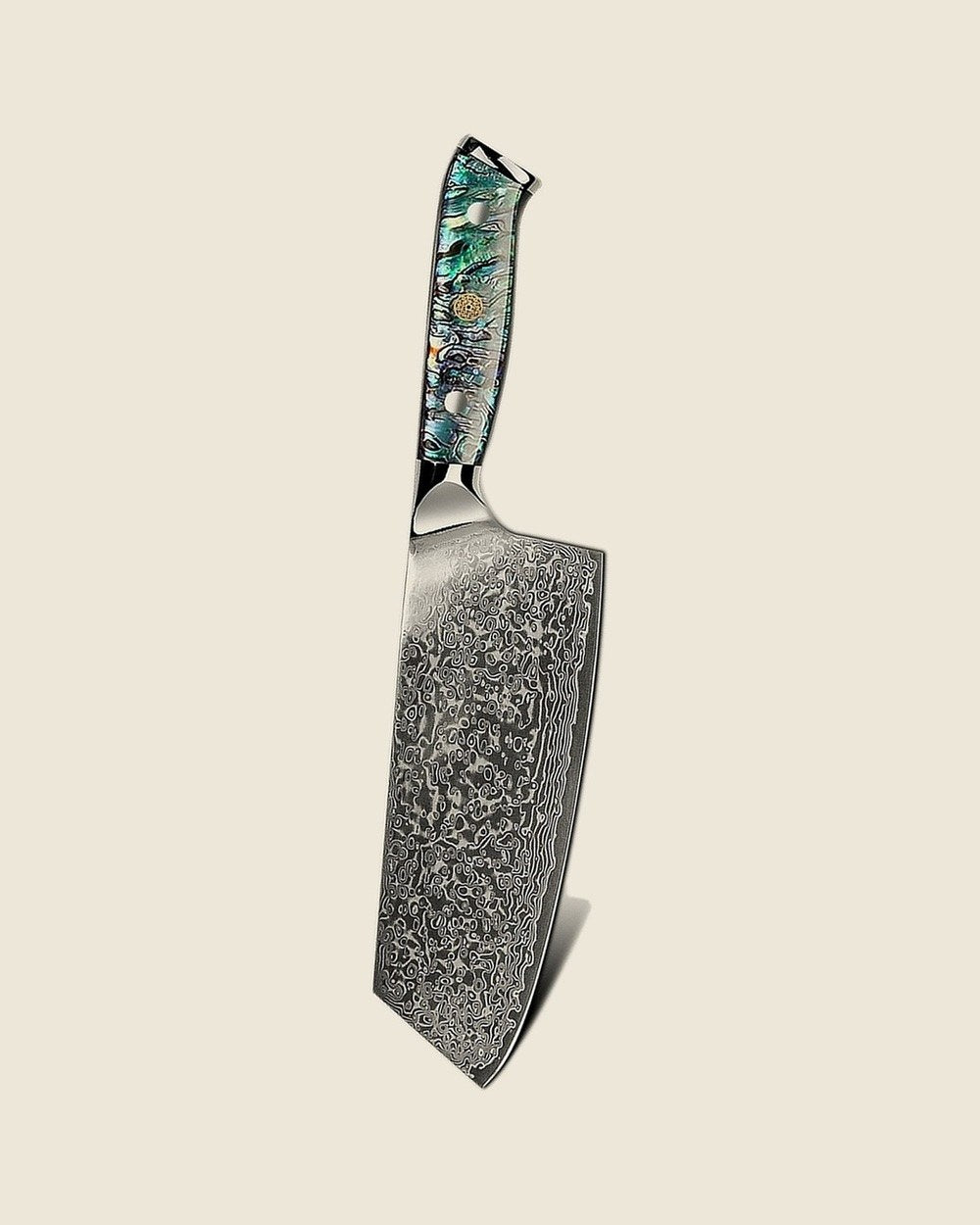 7.5 inch cleaver, Damascus blade with abalone handle