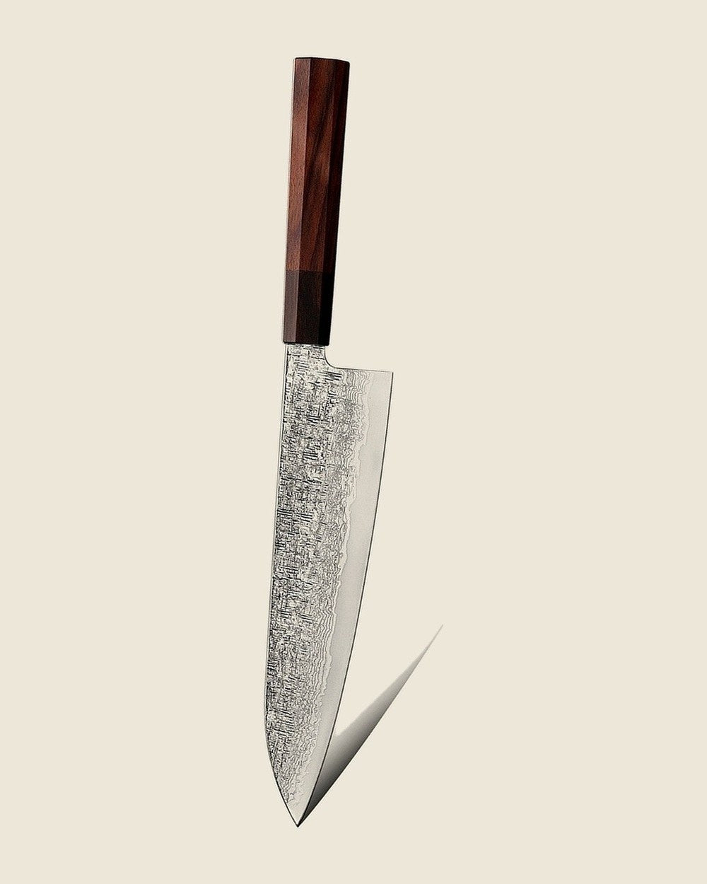 9 inch gyuto knife, Damascus blade with sandalwood handle