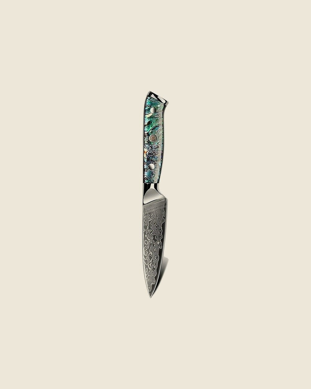 3.5 inch paring knife, Damascus blade with abalone handle