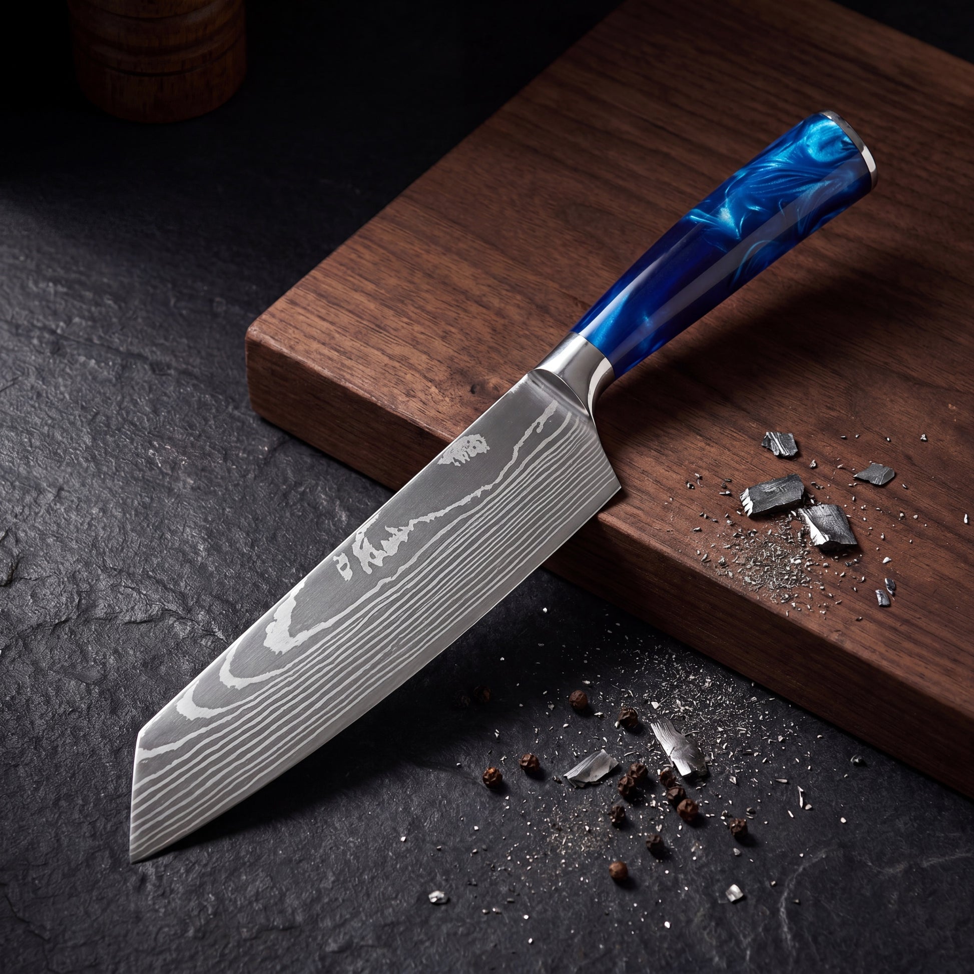 Damascus Pattern Blade knife — hero shot