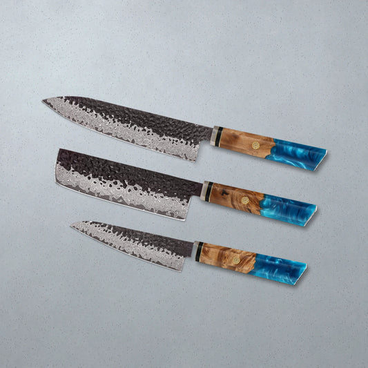 The Glacier Prep Trio on pale grey stone
